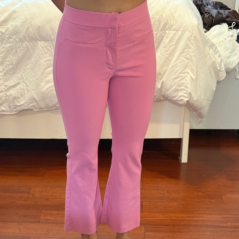 Zara Pink Cropped Flare Knit Bottoms
